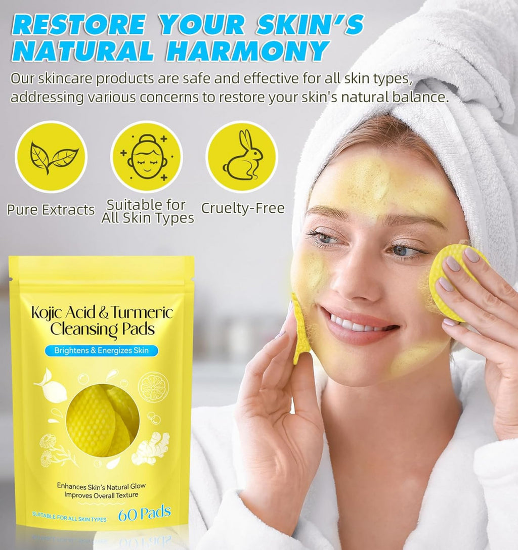 KOJIC FACE CLEANSING PADS - ( 60 PADS )
