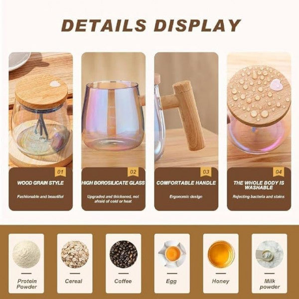SELF STIRRING GLASS MUG