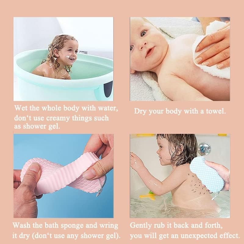 Ultra Soft BathBody ShowerSponge, Magic BathSponge Dead Skin Remover, Super Soft Exfoliating Bath Sponge Painless Scrub Sponge for Adults and Children (Pack of 3)