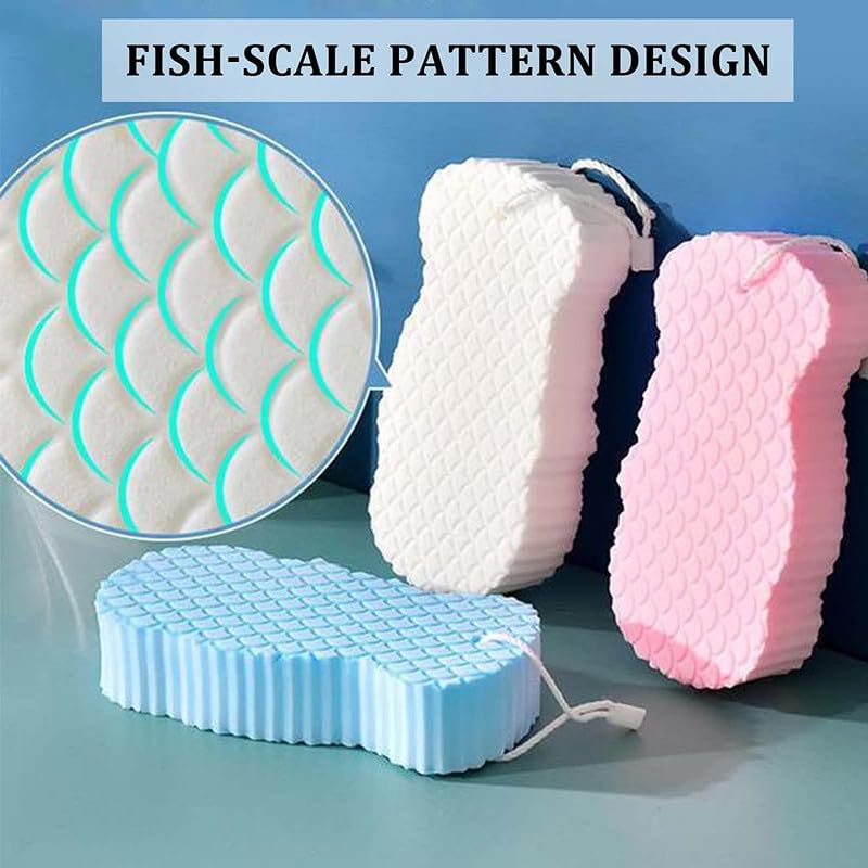 Ultra Soft BathBody ShowerSponge, Magic BathSponge Dead Skin Remover, Super Soft Exfoliating Bath Sponge Painless Scrub Sponge for Adults and Children (Pack of 3)