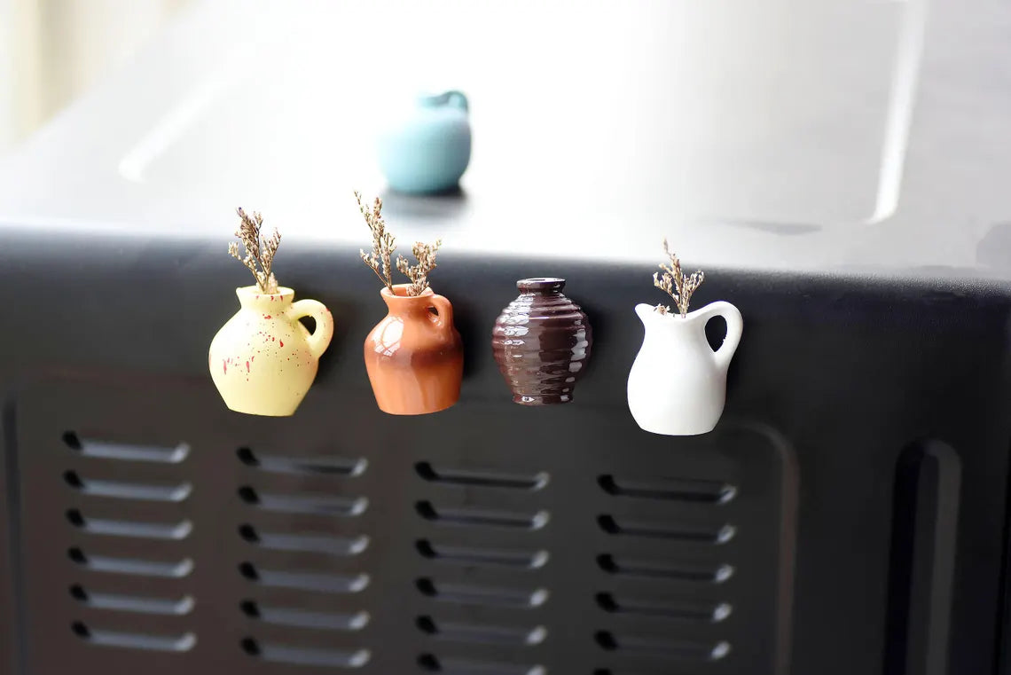 Mini Vase Fridge Magnet | Handcrafted Japanese Style Kitchen Accent ( PACK OF 5 )