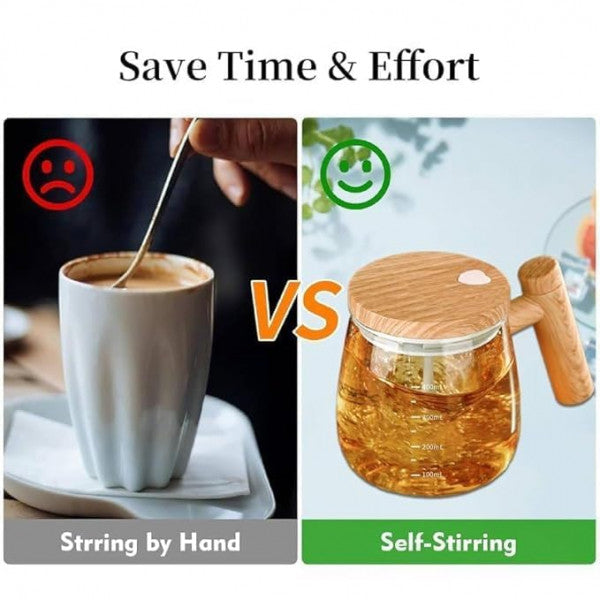 SELF STIRRING GLASS MUG