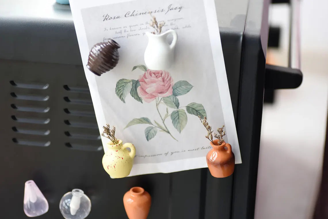 Mini Vase Fridge Magnet | Handcrafted Japanese Style Kitchen Accent ( PACK OF 5 )